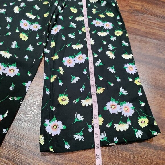 LOFT Tie Waist Linen Fluid Wide Leg Crop Whimsy Pants in Garden L - Picture 11 of 14